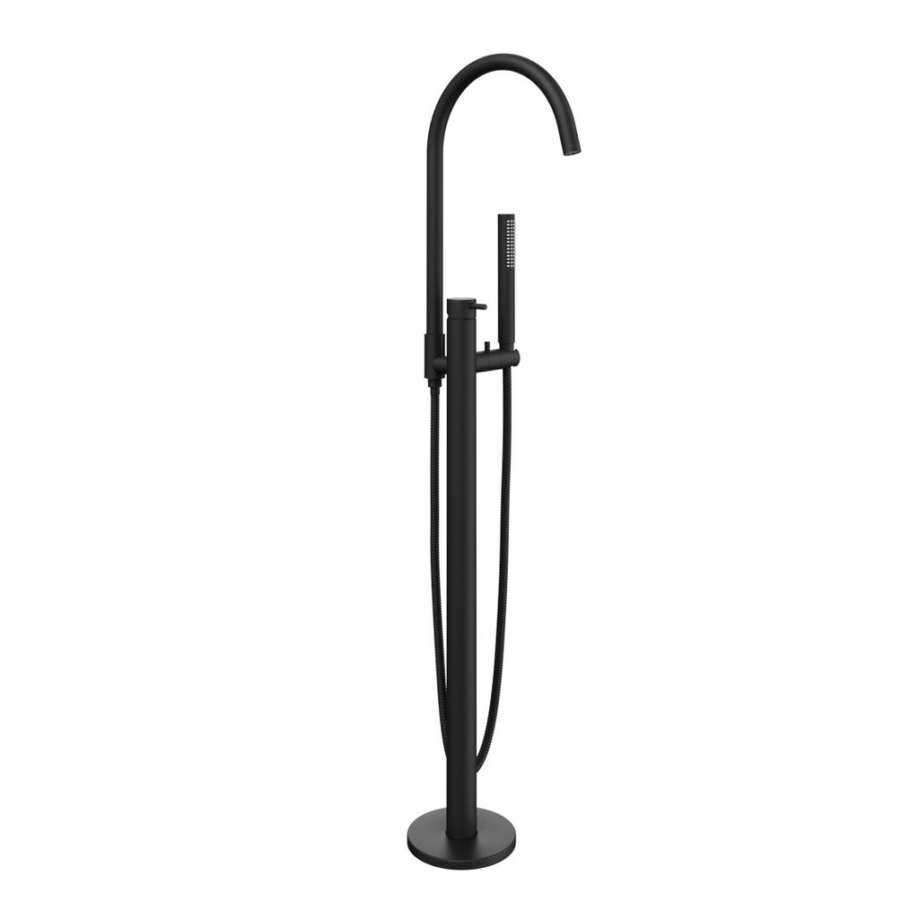 [17141] Elysian Floor Mounted Bath Filler with Hand Shower - Matte Black