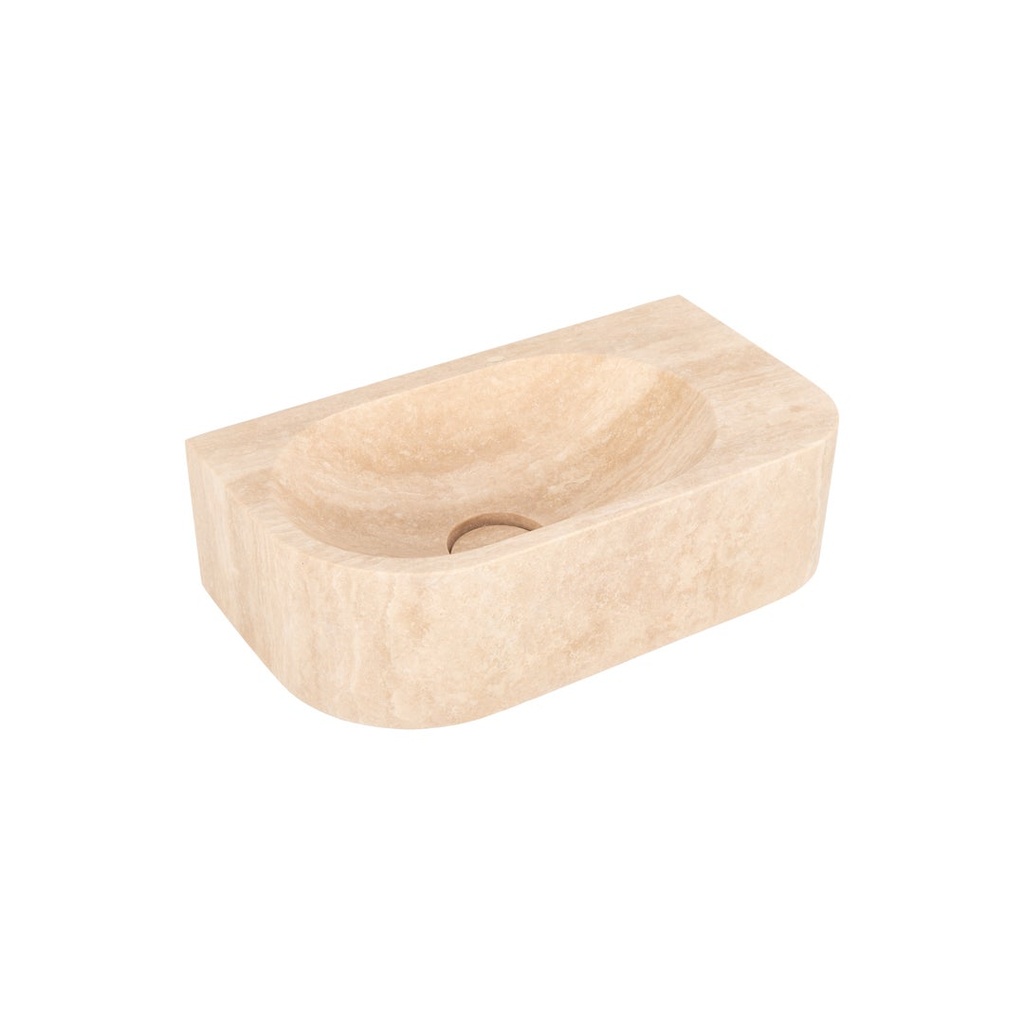 [17459] Pedra Wall-Hung Basin 400mm - Beige Travertine