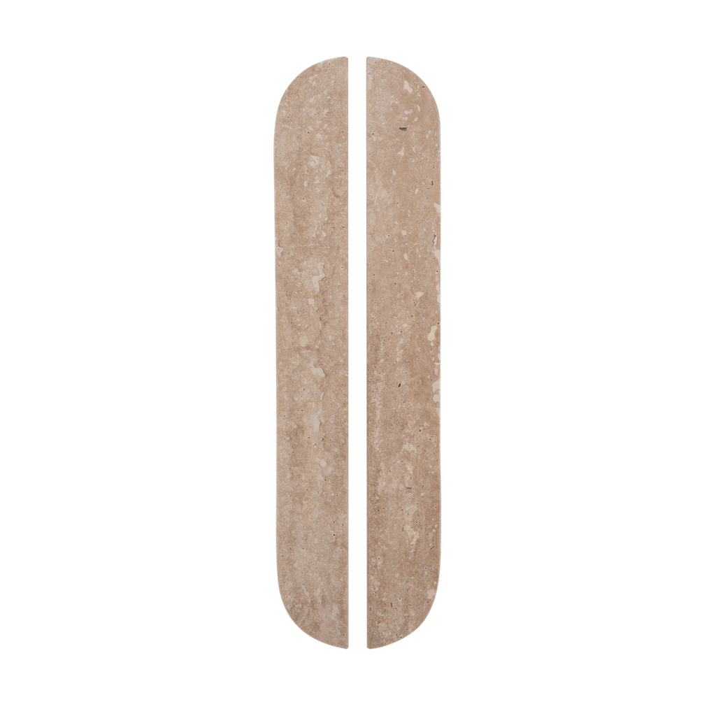 [17590] Pedra Curve Cabinetry Pull 320mm (Pair) - Beige Travertine
