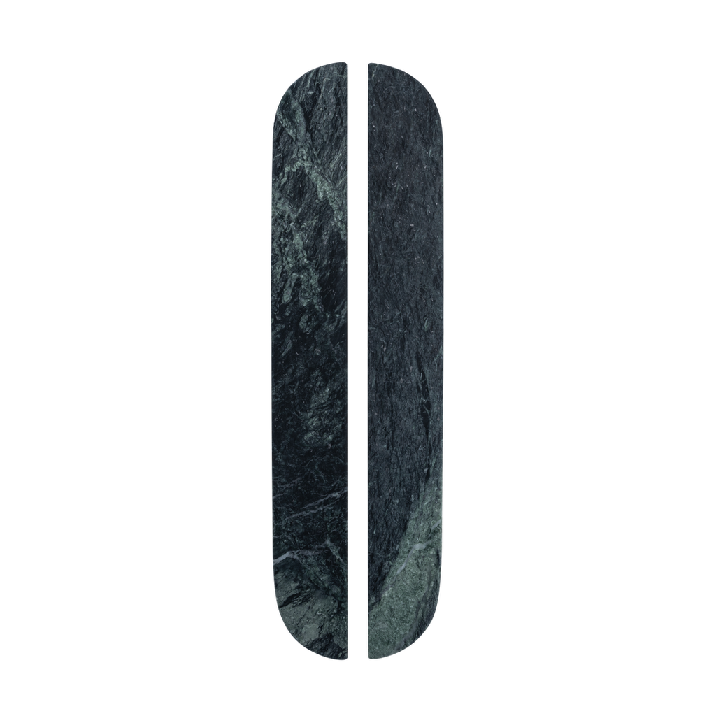 [17593] Pedra Curve Cabinetry Pull 320mm (Pair) - Verde Alpi Marble