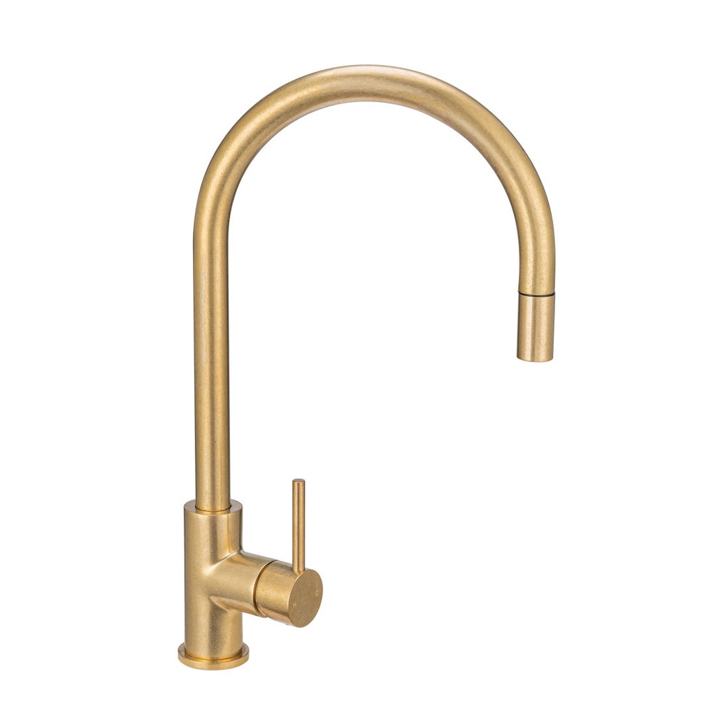 [17751] Elysian Commercial Pull-Out Kitchen Mixer - Tumbled Aged Brass