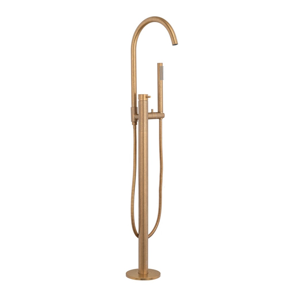 [17901] Elysian Floor Mounted Bath Filler with Hand Shower - Antique Aurum