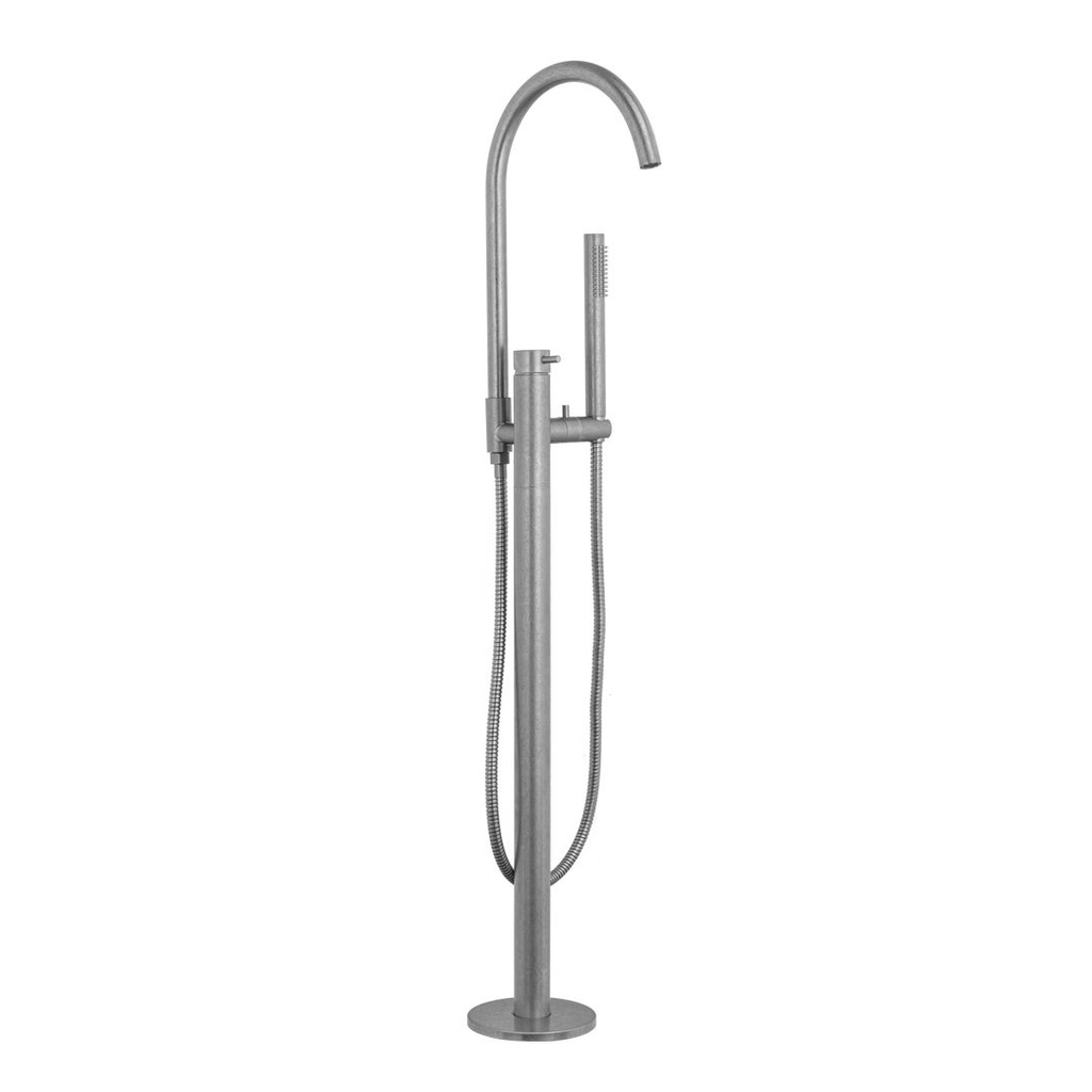 [17904] Elysian Floor Mounted Bath Filler with Hand Shower - Antique Steel
