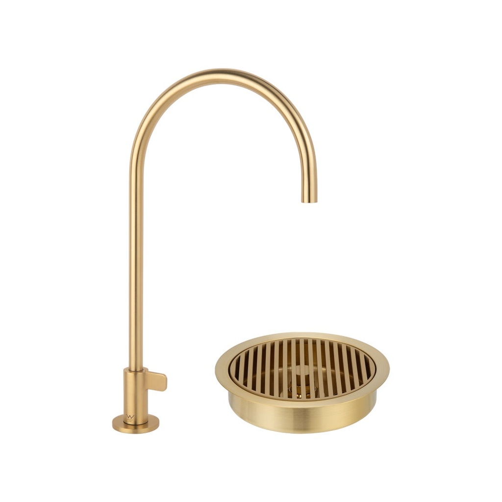 Mini Water Filter Tap with Font Drain - Brushed Brass