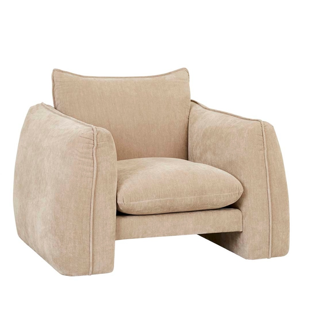 [HUGO-MONTE-1-SEATER-SOFA-PARCHMENT-SOF-HUGO-MON1S] Hugo Monte Sofa Chair - Parchment