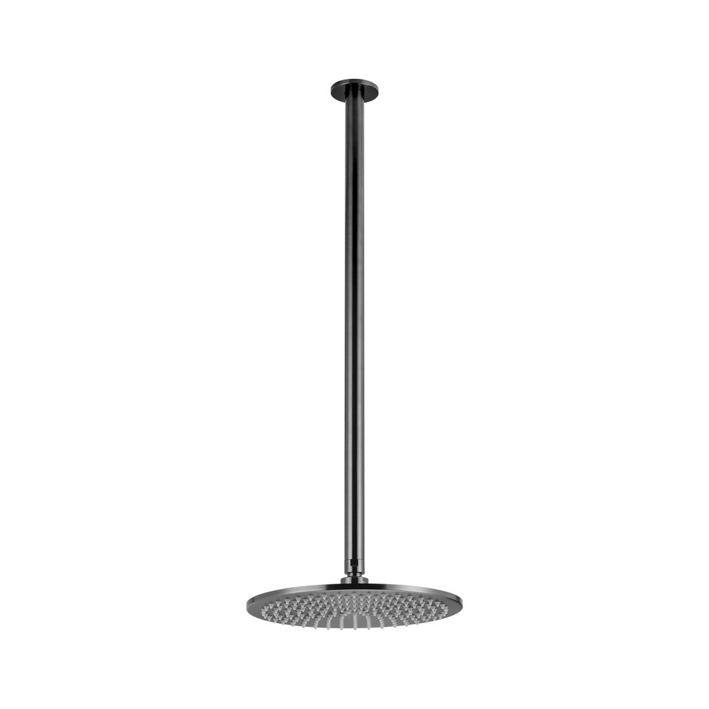 [18125] Shower Dropper Extended Round 600mm &amp; Head Set - Brushed Gunmetal