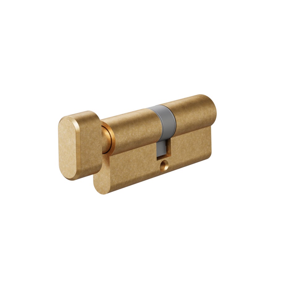 [18302] Euro Cylinder Single (Key/Turn) 70mm - Antique Aurum