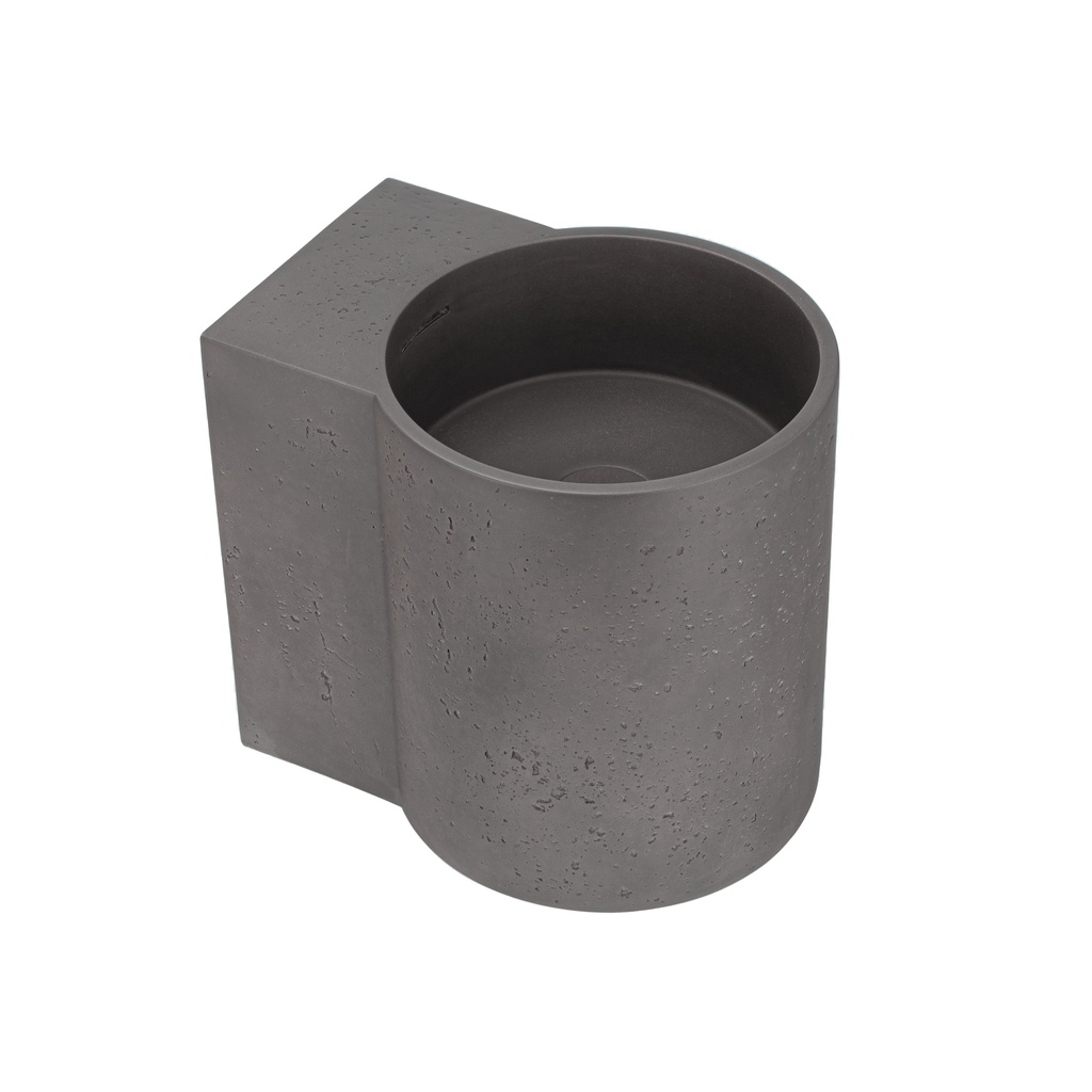 [18893] Atelis Cylinder Wall-Hung Concrete Basin (Overflow) - Grey