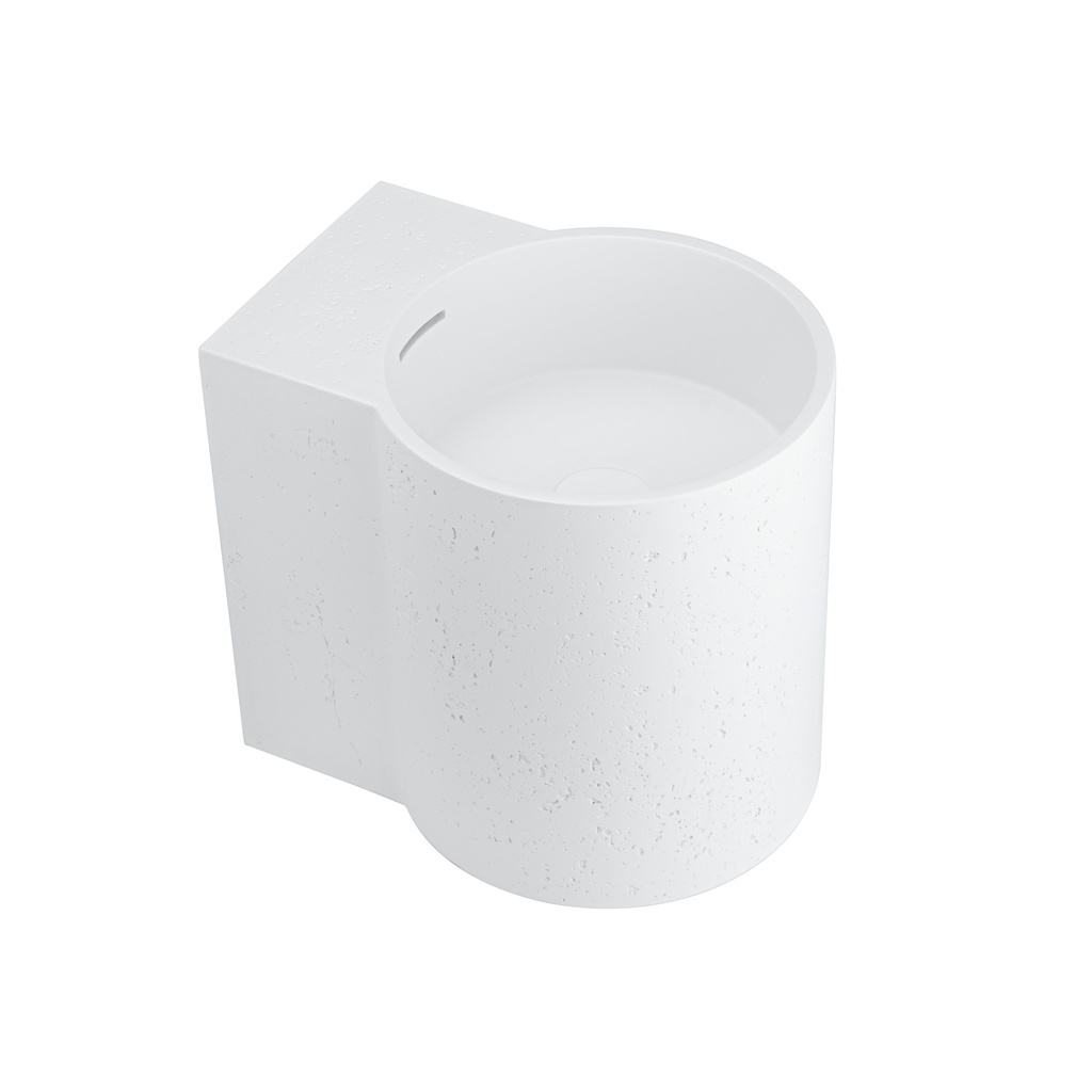 [18894] Atelis Cylinder Wall-Hung Concrete Basin (Overflow) - Matte White