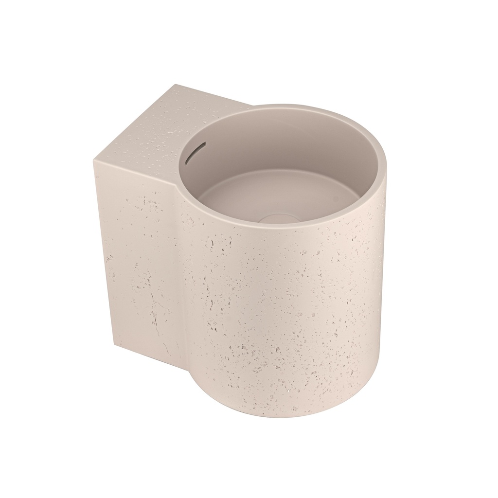 [18895] Atelis Cylinder Wall-Hung Concrete Basin (Overflow) - Almond