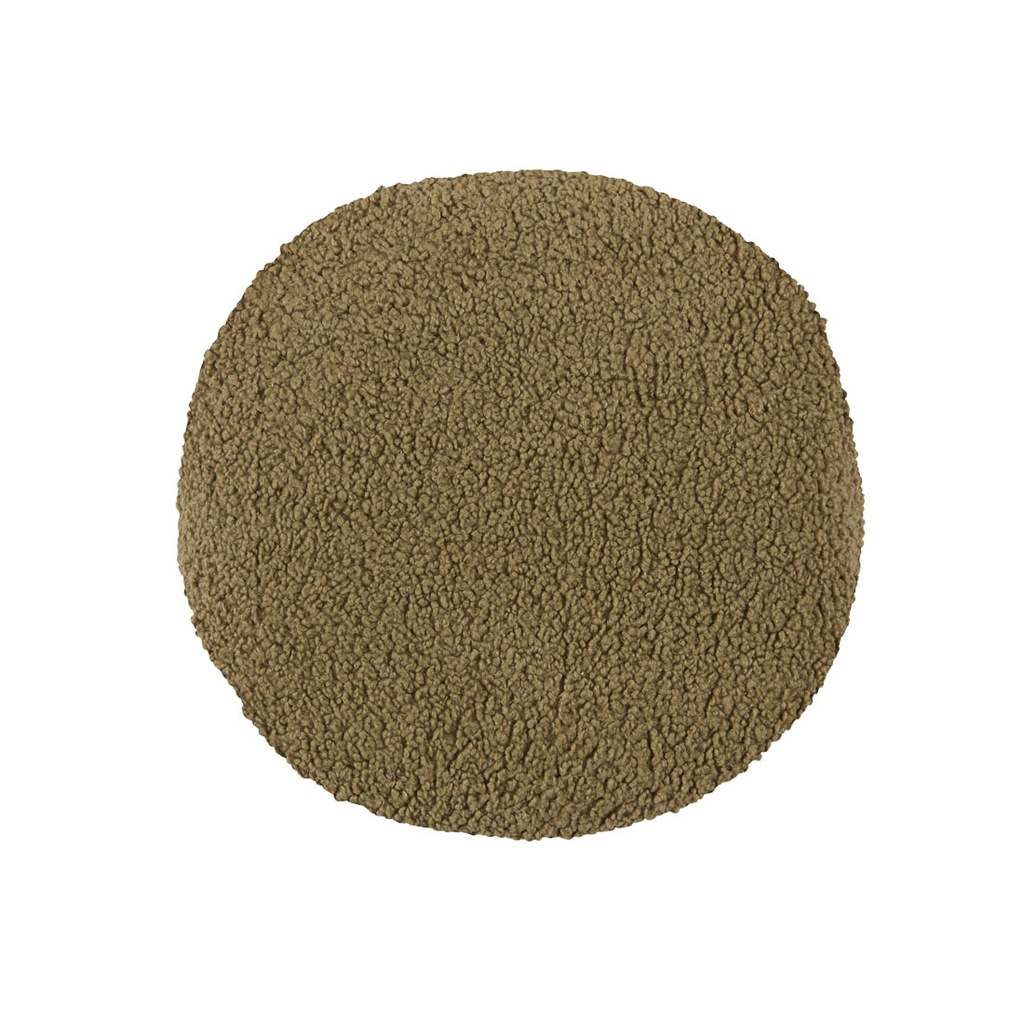 [HUGO-ROUND-CUSHION-MOSS-SHERPA-DRIFTWOOD-CUS-HUGO-RND-X-DRIFTWOOD] Hugo Round Cushion - Moss Sherpa - Driftwood