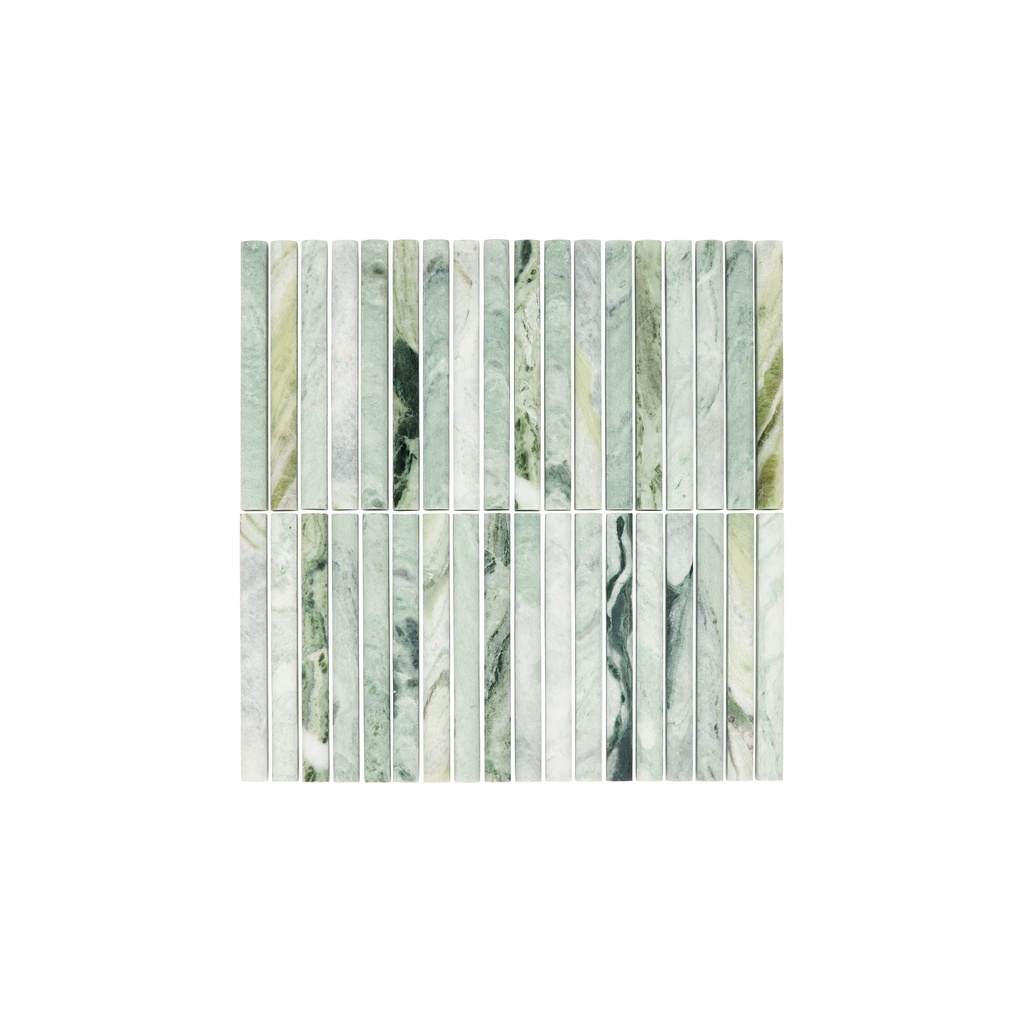 [19189] Narita Marble Rounded Finger Mosaic Tile - Jade Green