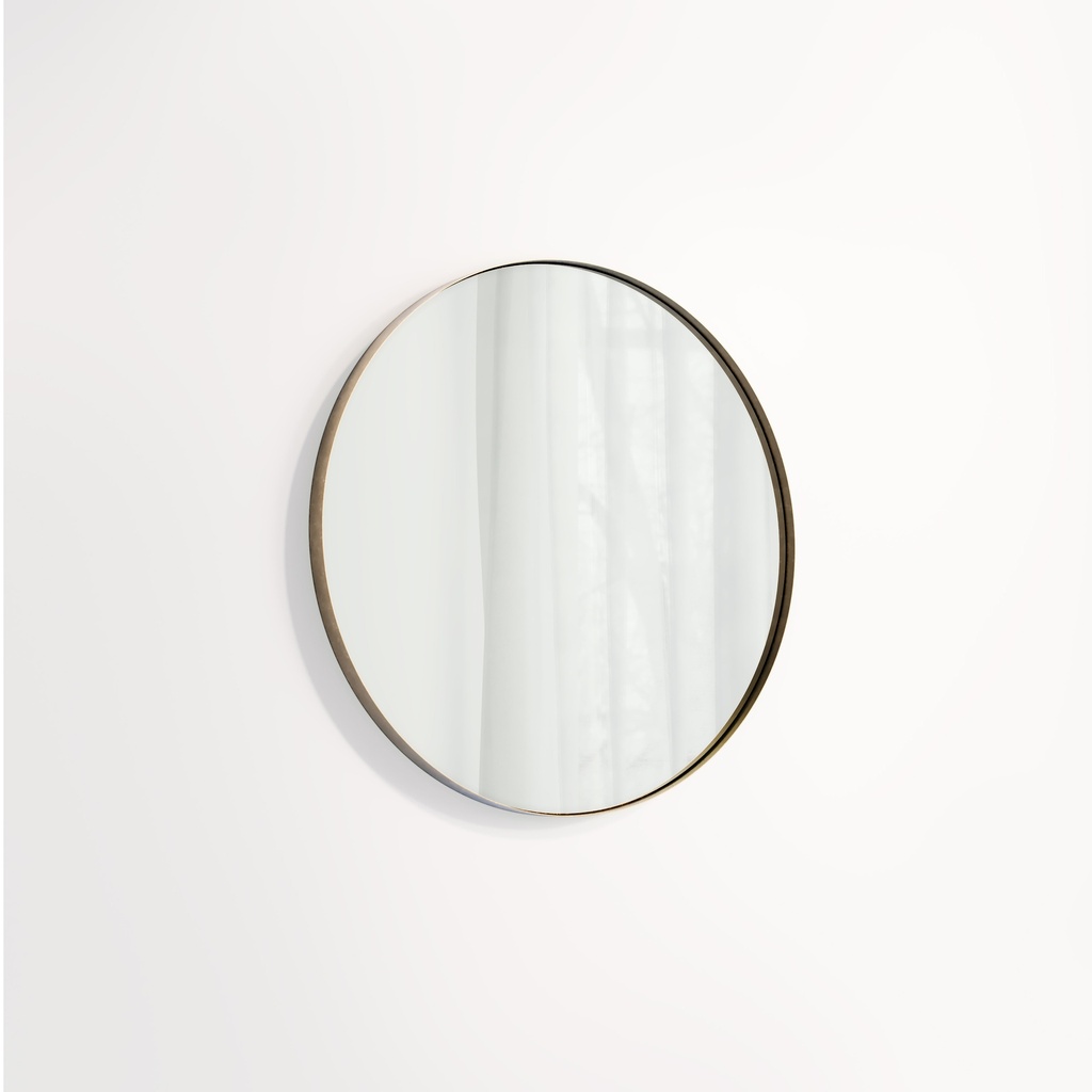 [19399] Round Mirror 600mm - Tumbled Aged Brass