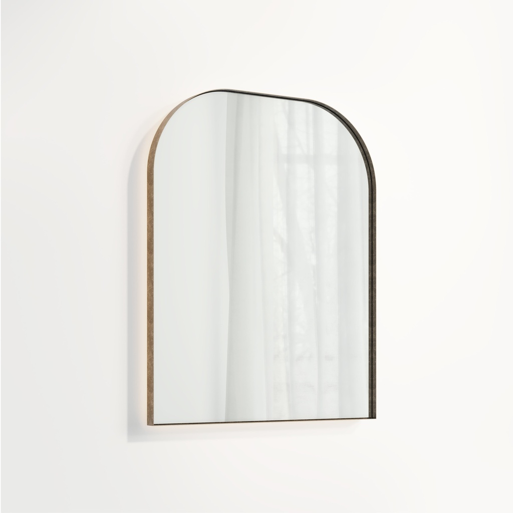 [19404] Arch Wall LED Mirror 600 x 750mm - Tumbled Aged Brass