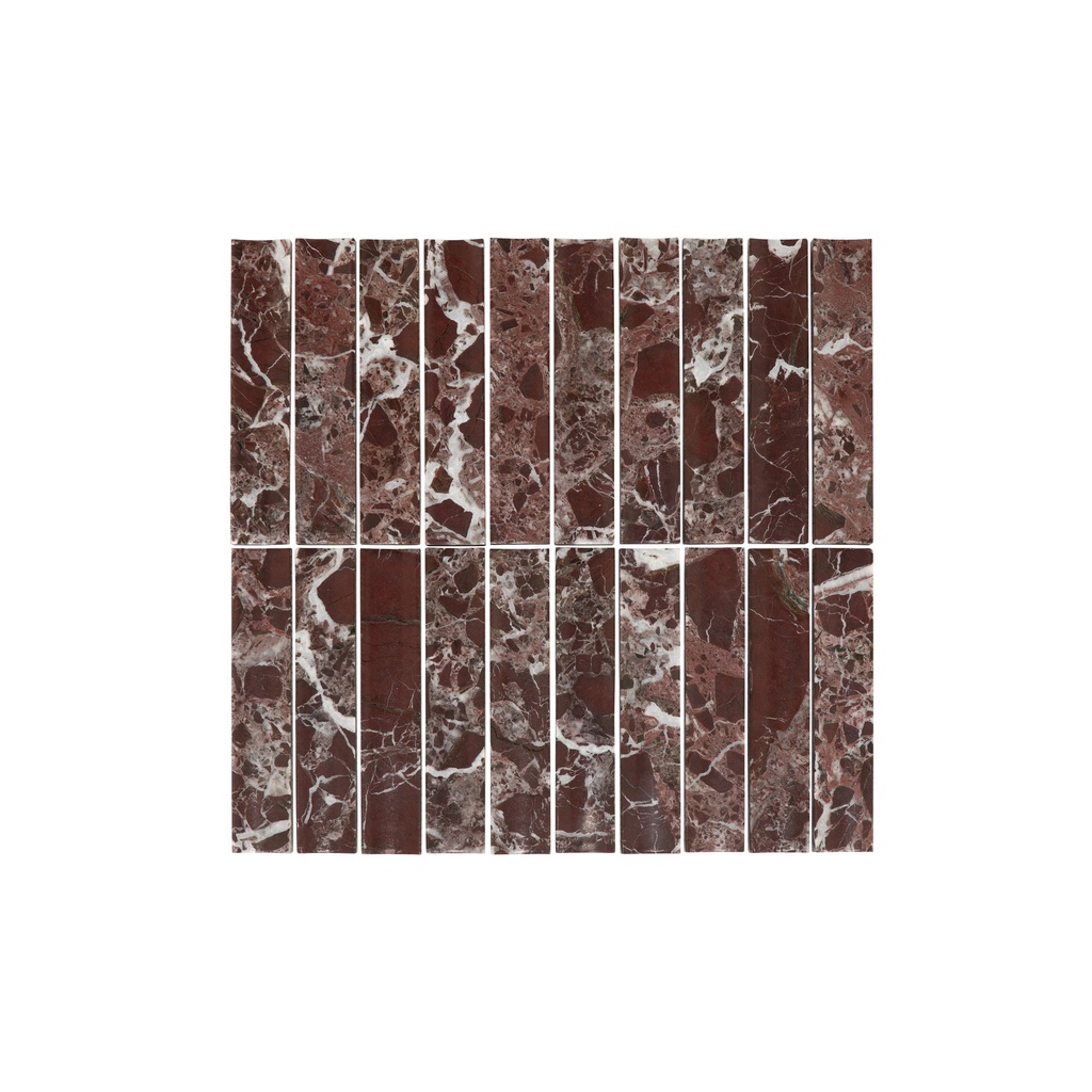 [19799] Rosso Levanto Inverted Finger Mosaic Tile