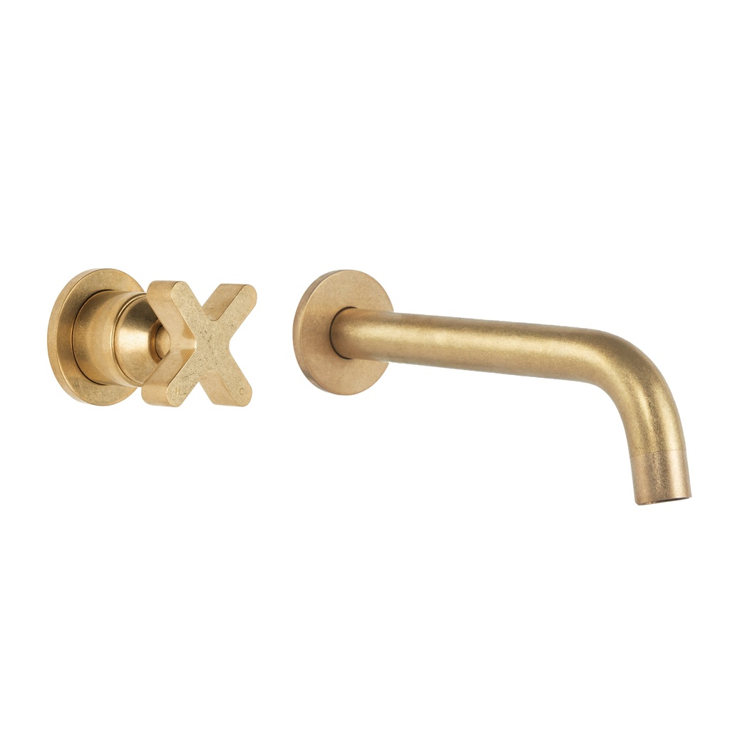 [20048] Cross Progressive Mixer & Spout Set - Tumbled Aged Brass