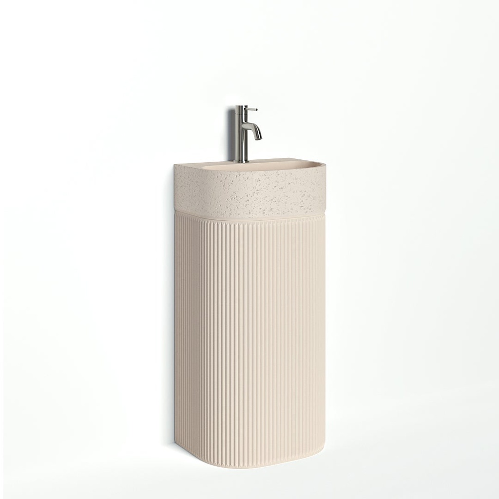 [20929] Nelios Concrete Pedestal Basin - Almond