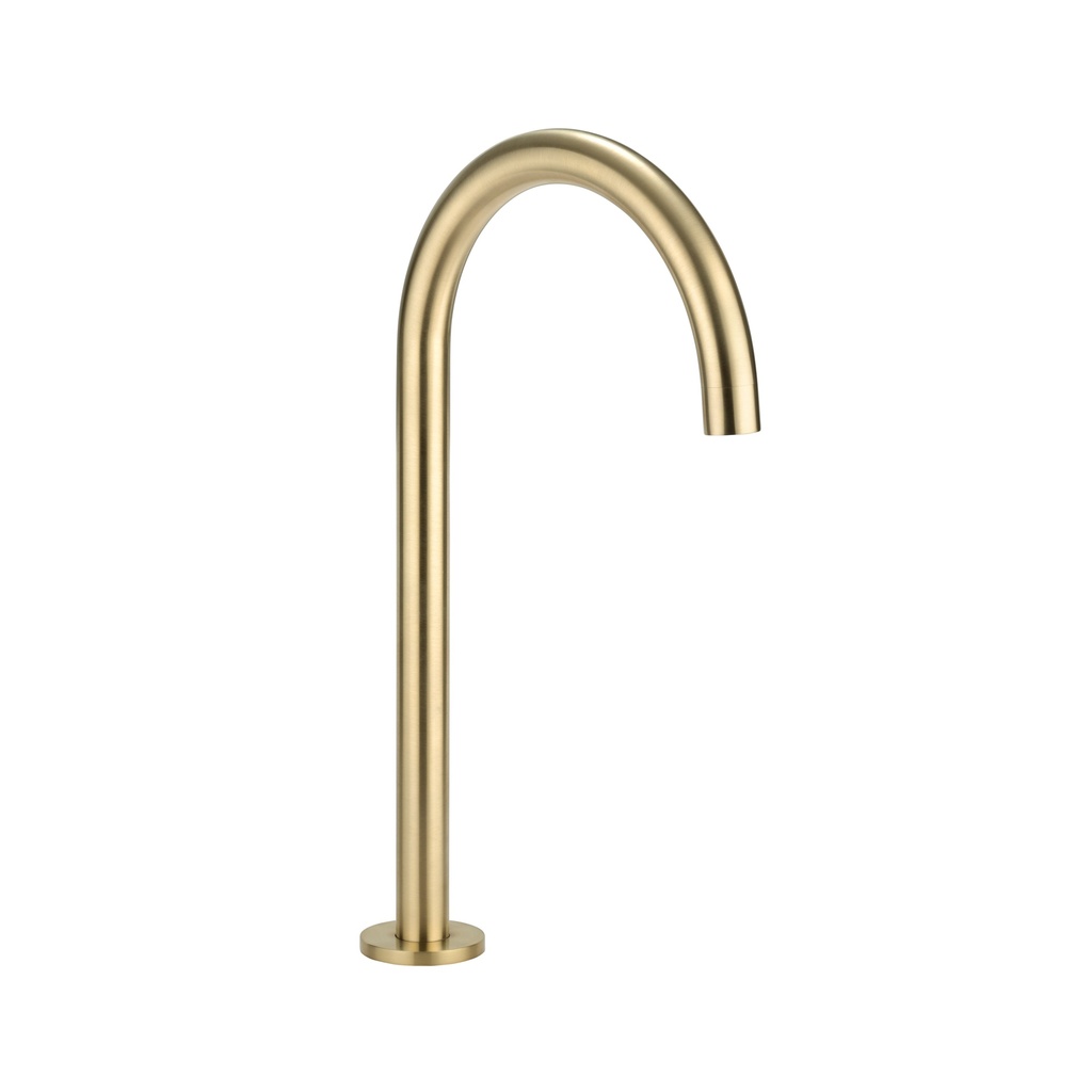 [14419LF] Gooseneck Bench Mounted Swivel Spout - Brushed Brass