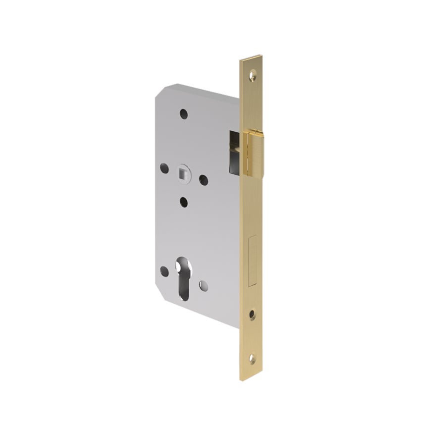 [16309] Entry Door Handle Mortice Lock - 60mm Backset - Brushed Brass
