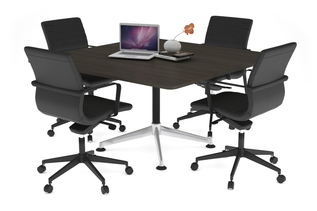 Boardroom Table Premium Indented Chrome Leg Blackjack [1100L x 1100W  with Rounded Corners]