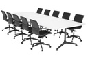Boardroom Table Premium Indented Black Legs Blackjack [3200L x 1100W with Rounded Corners]