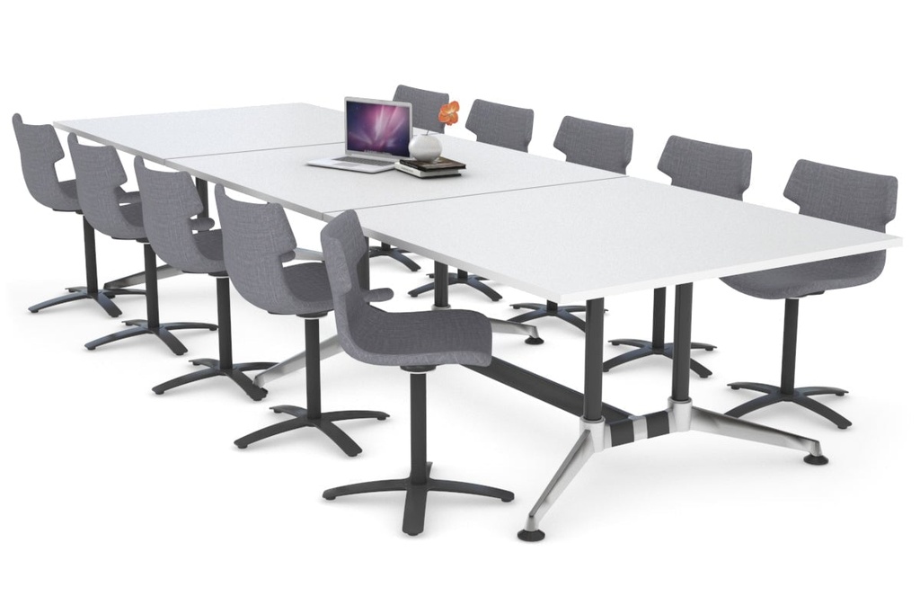 Boardroom Table Premium Indented Chrome Legs Blackjack [3600L x 1200W]