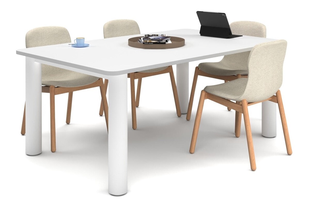 Quadro Cylinder Leg Modern Boardroom Rectangle Table - Rounded Corners [1800L x 1100W with Rounded Corners]