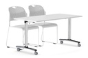 Folding / Flip Top Mobile Meeting Room Table with Wheel Chrome Legs Domino [1200L x 700W]