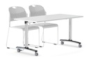Folding / Flip Top Mobile Meeting Room Table with Wheel Chrome Legs Domino [1600L x 800W]