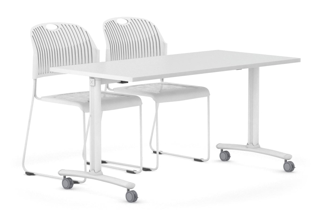 [DMW148PT|573()] Folding / Flip Top Mobile Meeting Room Table with Wheel Legs Domino [1400L x 800W]