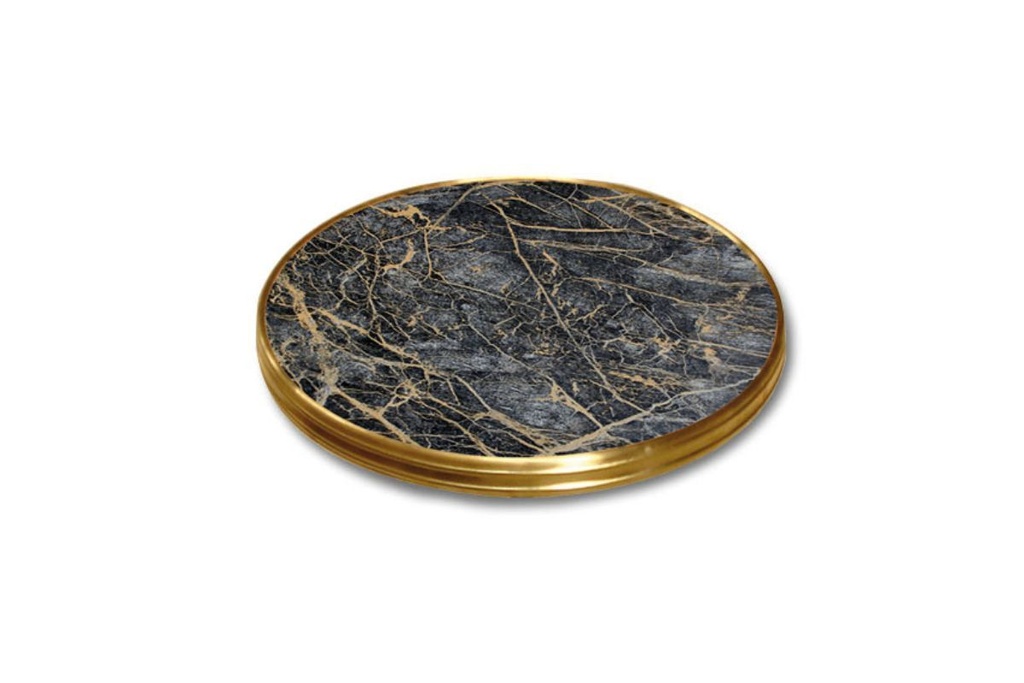 [FL-128-11784-182|503()] Hospitality Plus Werzalit by SM France Bistro Table Tops - Brass Edge [700 MM]