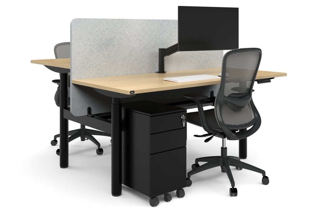 Flexi Height Adjustable 2 Person H-Bench Workstation - Black Frame [1800L x 700W]