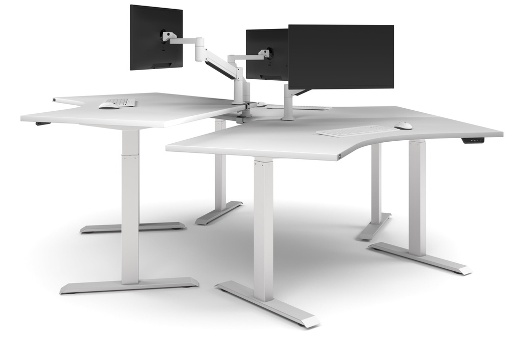 [JR3121207WT-V2,NONE|2481,0()] Just Right Height Adjustable 3 Person 120 Degree Workstation