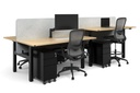 Just Right Height Adjustable 4 Person H-Bench Workstation - Black Frame [1400L x 700W]