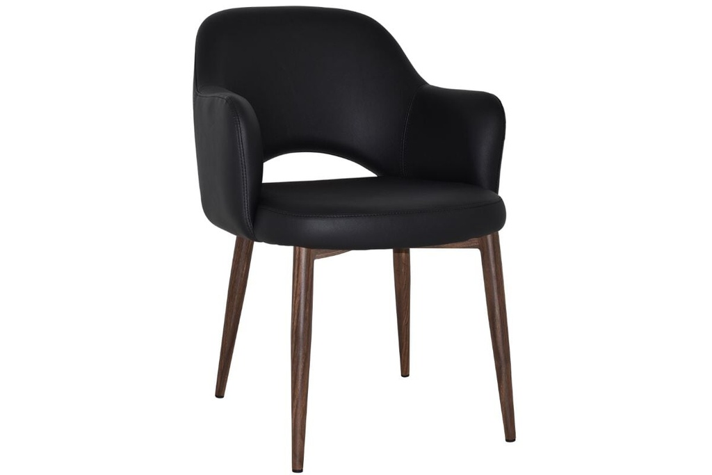 [KACALMELWVBK|407()] EZ Hospitality Cairo Indoor Armchair Metal Base - Slim Light Walnut 4 Leg