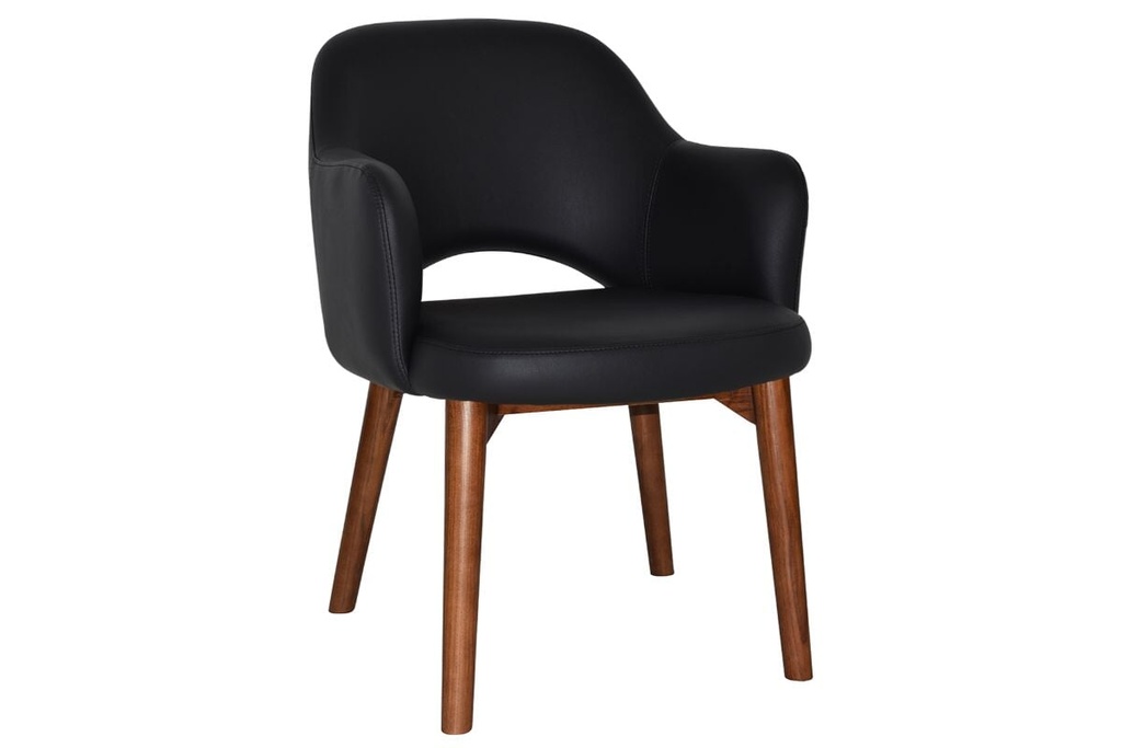 [KACALTIWAVBK|544()] EZ Hospitality Cairo Indoor Armchair Timber Base - Light Walnut 4 Leg