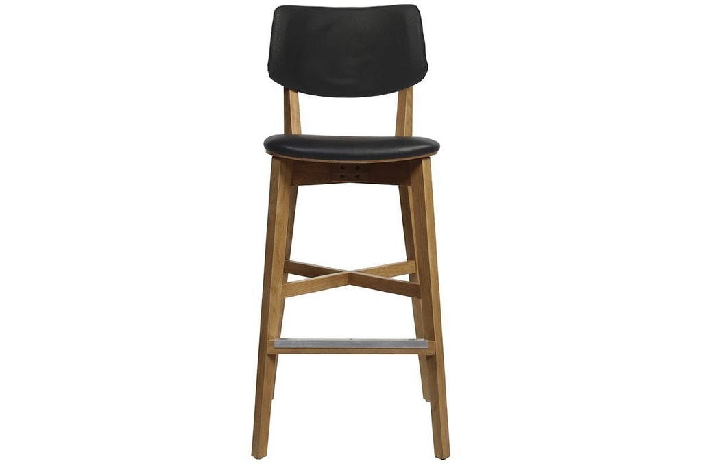 [KSTPHU2LOVBK|559()] EZ Hospitality Phoenix Timber Stool with Black Vinyl Seat and Back - 760mm Seat Height