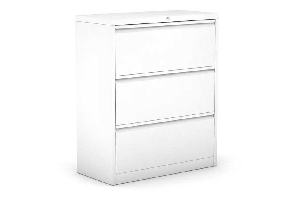 [MY-FC-004-3D|459()] Lateral Filing Cabinet 3 Drawer Metal White