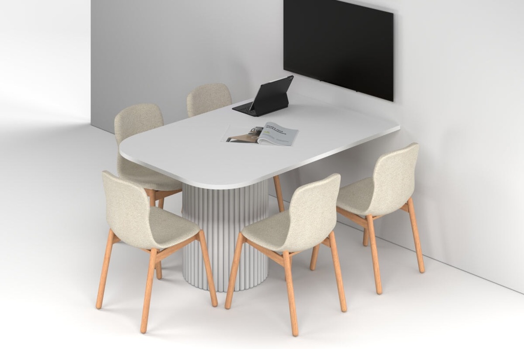 Baobab Circular Base Half Meeting Table - Large Rounded Corners [1500L x 1000W with Large Rounded Corners]