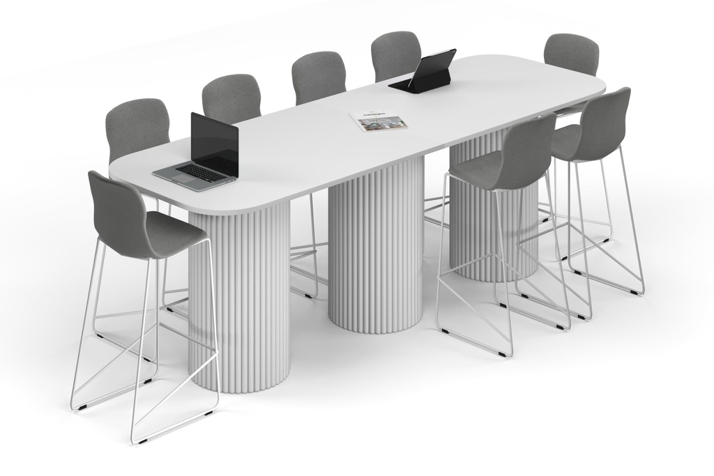 [NONE,BAOC3010.W.R.WT|0,2084()] Baobab Circular Base Counter Rectangular Table - Large Rounded Corners [3000L x 1000W with Large Rounded Corners]
