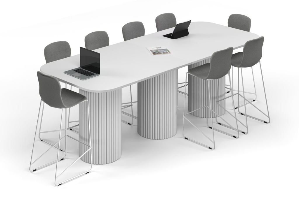 [NONE,BAOC3012.W.R.WT|0,2102()] Baobab Circular Base Counter Rectangular Table - Large Rounded Corners [3000L x 1200W with Large Rounded Corners]