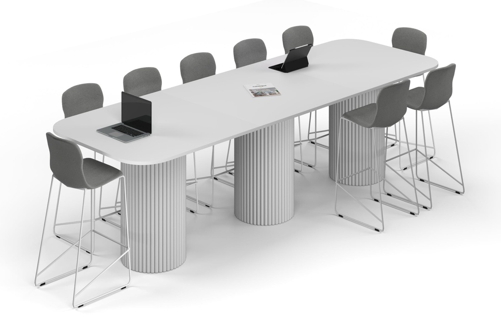 [NONE,BAOC3612.W.R.WT|0,2996()] Baobab Circular Base Counter Rectangular Table - Large Rounded Corners [3600L x 1200W with Large Rounded Corners]