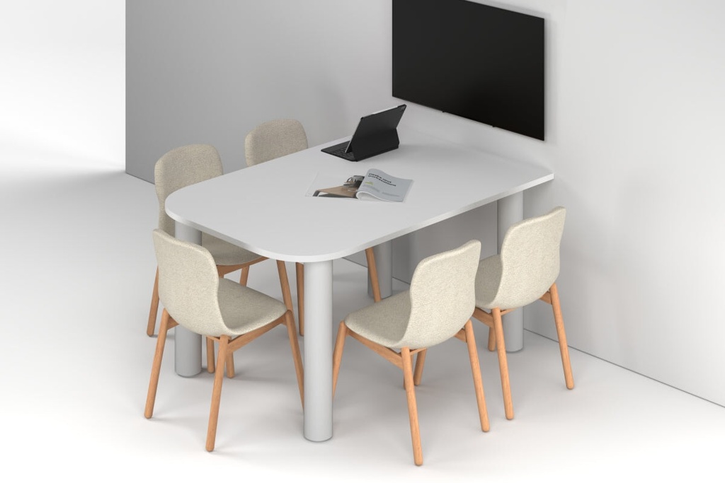 Quadro Cylinder Leg Modern Half Meeting Table - Large Rounded Corners [1500L x 1000W with Large Rounded Corners]