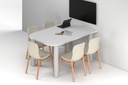Quadro Cylinder Leg Modern Half Meeting Table - Large Rounded Corners [1500L x 1000W with Large Rounded Corners]
