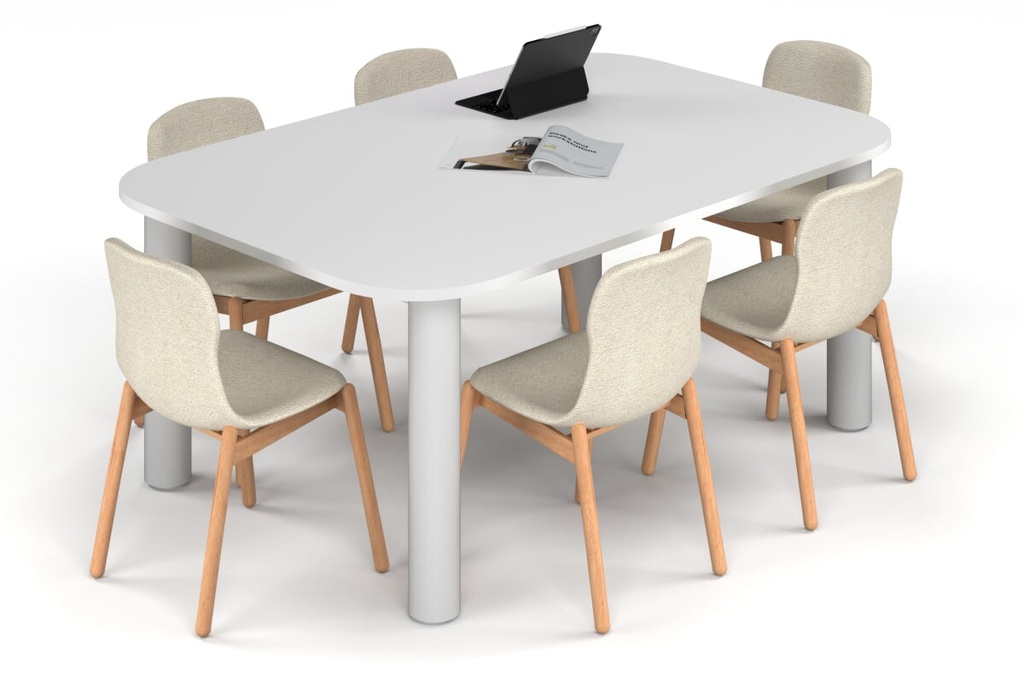 Quadro Cylinder Leg Modern Boardroom Table - Large Rounded Corners [1800L x 1200W with Large Rounded Corners]
