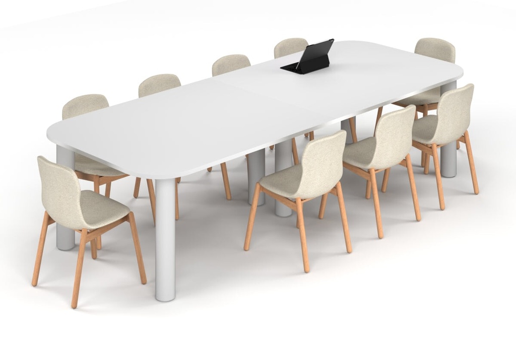Quadro Cylinder Leg Modern Boardroom Table - Large Rounded Corners [3000L x 1200W with Large Rounded Corners]