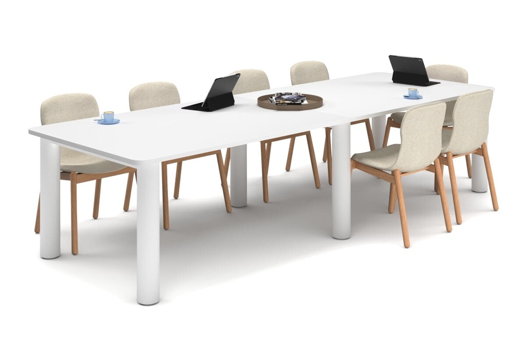 Quadro Cylinder Leg Modern Boardroom Rectangle Table - Rounded Corners [3200L x 1100W with Rounded Corners]