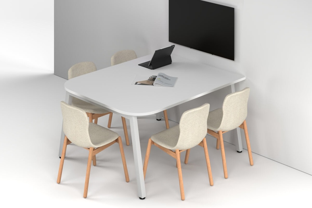 Quadro A Leg Modern Half Meeting Table - Large Rounded Corners [1500L x 1200W with Large Rounded Corners]