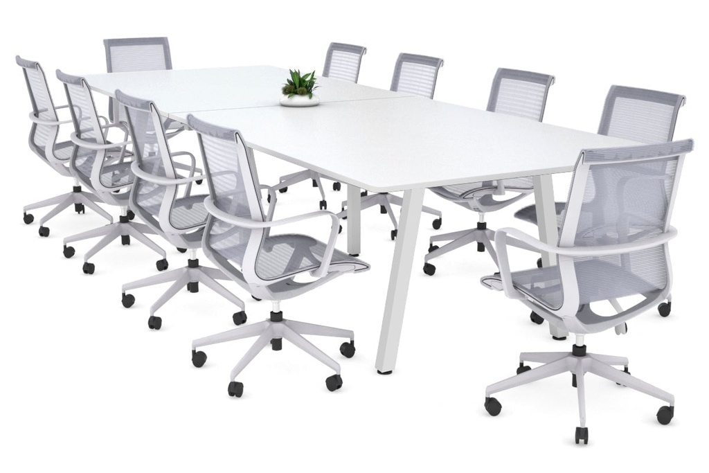 Quadro A Legs Modern Boardroom Table - Rounded Corners [3200L x 1100W with Rounded Corners]