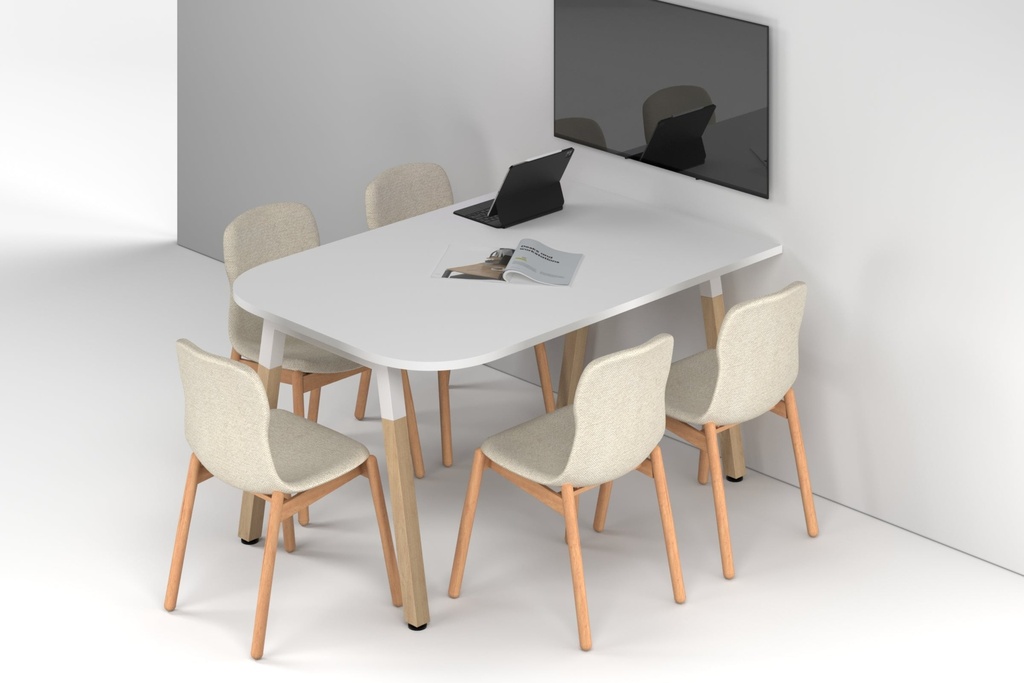 Quadro A Leg Modern Half Meeting Table Wood Legs - Large Rounded Corners [1500L x 1000W with Large Rounded Corners]